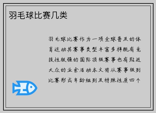 羽毛球比赛几类